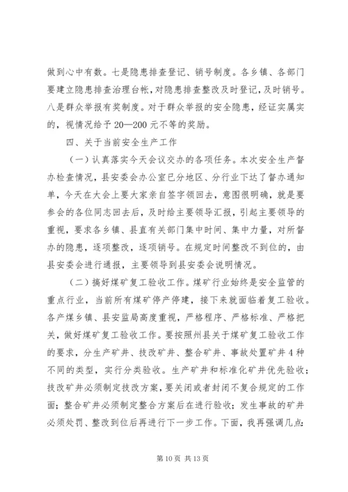 县委书记在安全督查会发言.docx