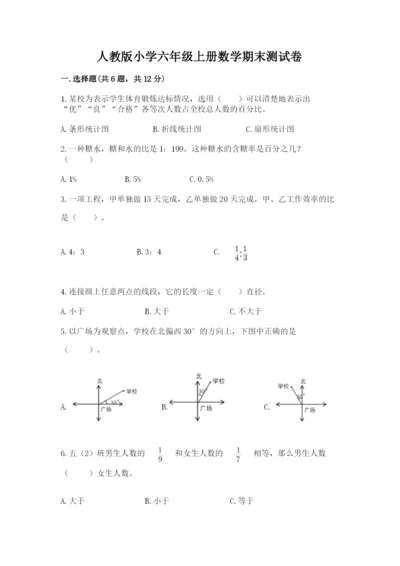 人教版小学六年级上册数学期末测试卷加答案下载.docx