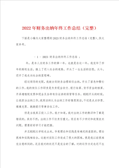 2023年财务出纳年终工作总结