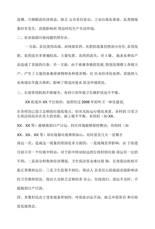 XX街道农村环境卫生现状分析
