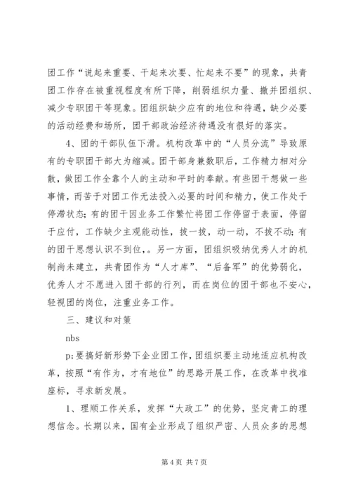 团委关于“企业团组织在国有企业改革发展中的作用”调研课题的情况汇报.docx