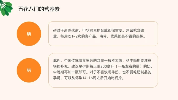 插画风橙色精美孕期健康饮食孕妇产妇护理培训PPT课件健康饮食讲座