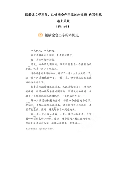 【跟着课文学写作】5.铺满金色巴掌的水泥道 讲义