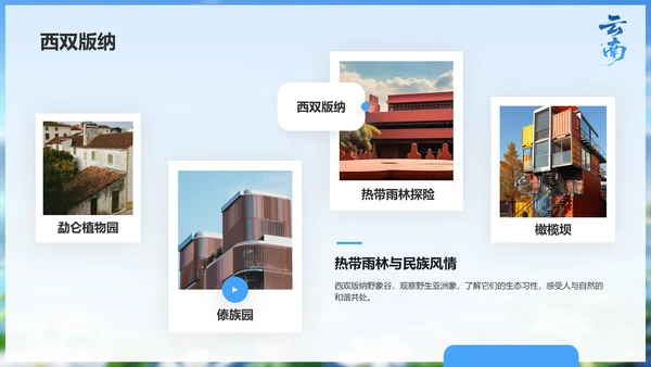 蓝色商务风探寻彩云之南：云南旅行全攻略PPT模板