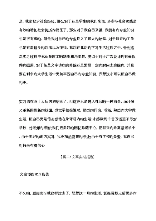 专题策划书之文案专题策划实习报告范文