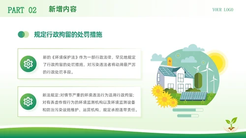 绿色简约商务风中华人民共和国环境保护法企业环保宣传PPT模板法律