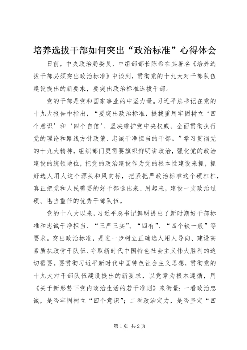 培养选拔干部如何突出“政治标准”心得体会 (5).docx