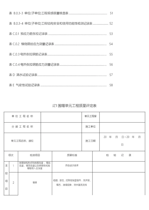 给水排水构筑物工程施工与验收规范质量评定表