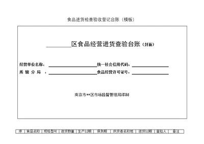 食品进货检查验收登记台账模板