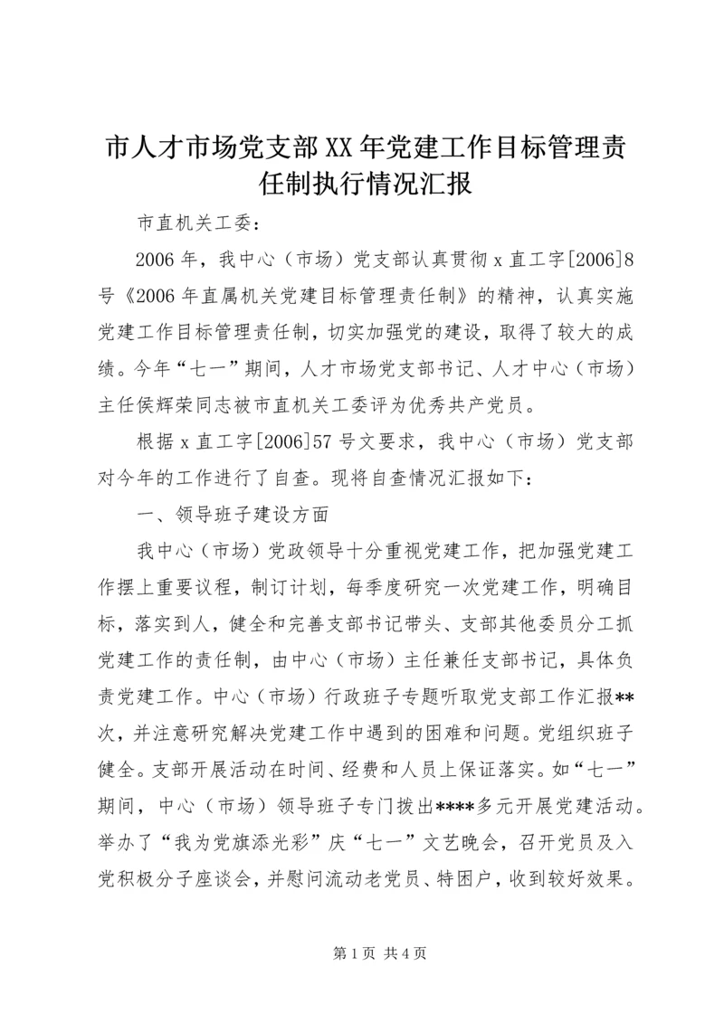 市人才市场党支部XX年党建工作目标管理责任制执行情况汇报.docx