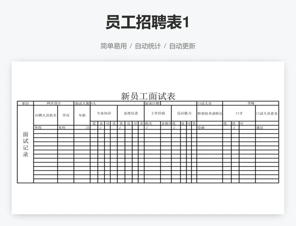 员工招聘表1