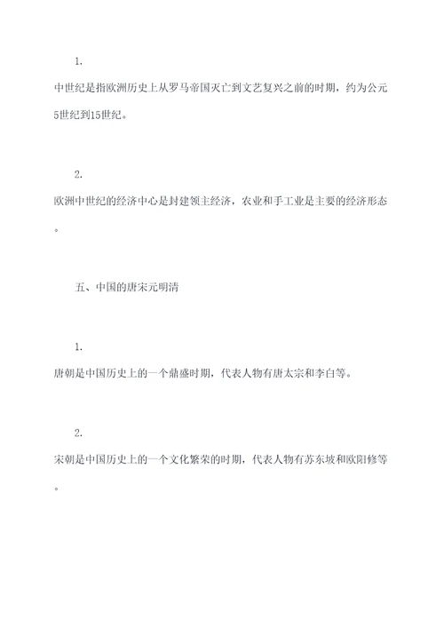 初一历史六课知识点总结
