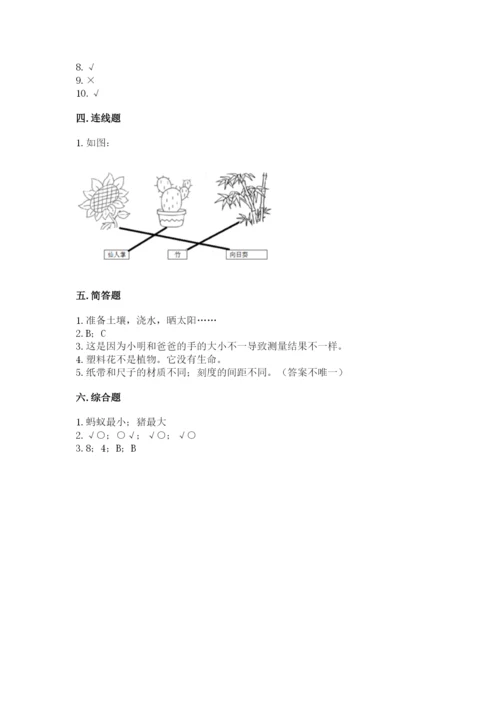 教科版一年级上册科学期末测试卷及参考答案（研优卷）.docx