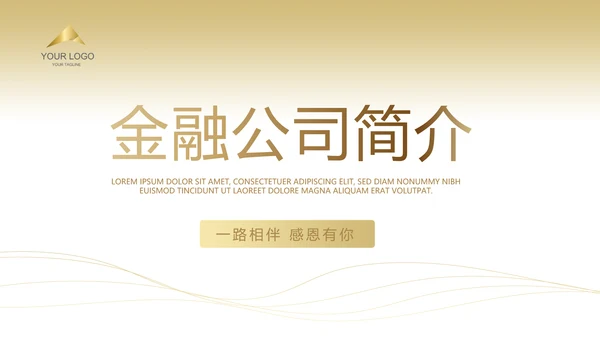 金色简约大气金融公司简介工作总结PPT