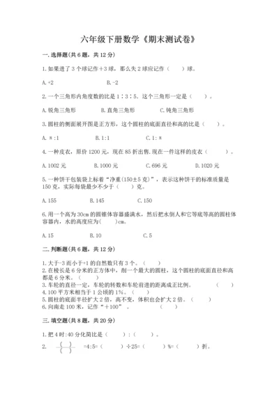 六年级下册数学《期末测试卷》精品（预热题）.docx