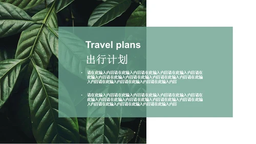 绿色简约风旅游出行安排通用PPT模板