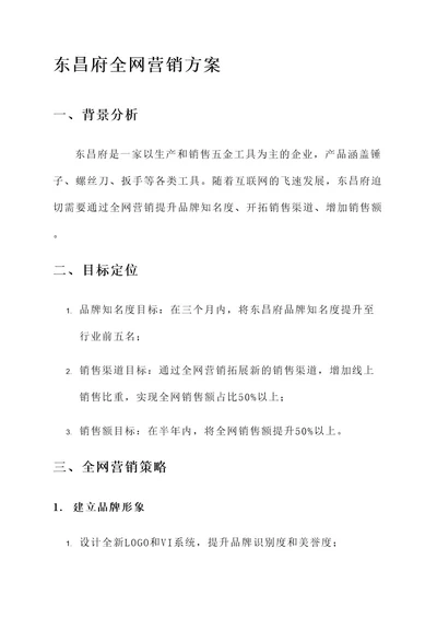 东昌府全网营销方案