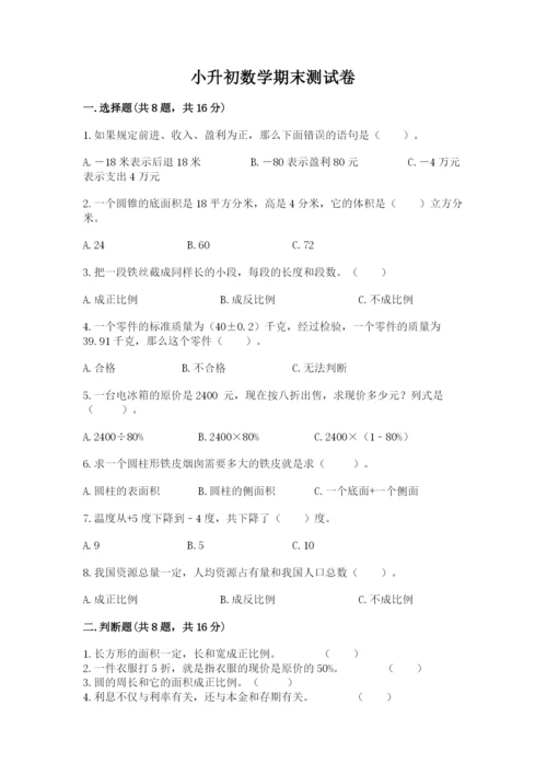 小升初数学期末测试卷精品【有一套】.docx