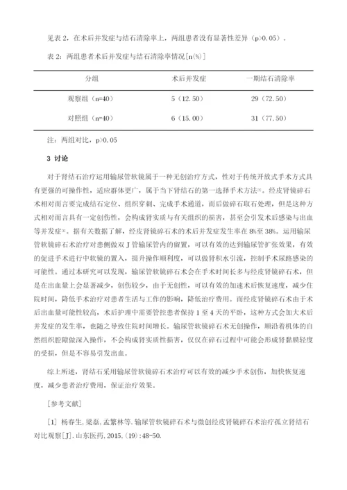 肾结石采用输尿管软镜碎石术治疗的效果分析.docx