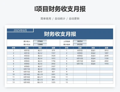 项目财务收支月报