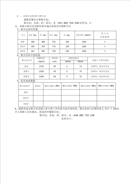 C20喷射混凝土配合比设计书