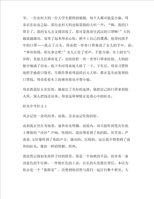 阳光中考作文