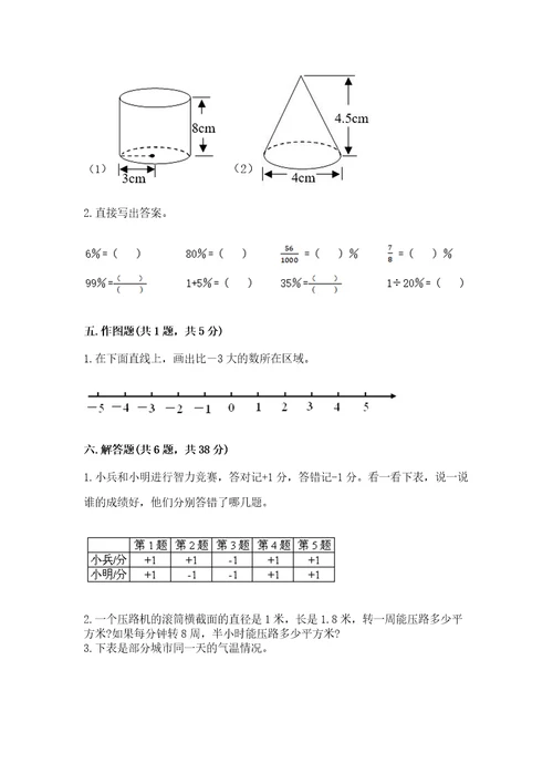 晋江小学毕业期末数学试卷附参考答案精练