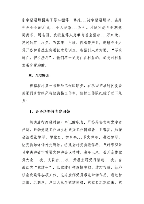 派驻...村队员乡村振兴帮扶工作情况汇报