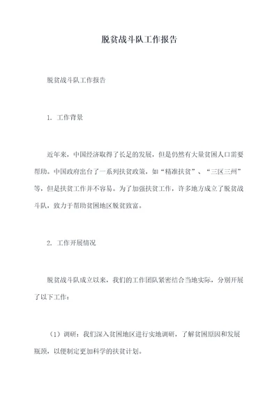 脱贫战斗队工作报告