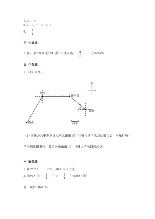 人教版六年级上册数学期末测试卷带答案（综合题）.docx