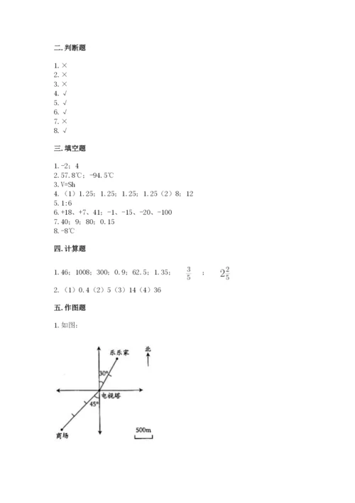 冀教版小学六年级下册数学期末检测试题含答案（典型题）.docx