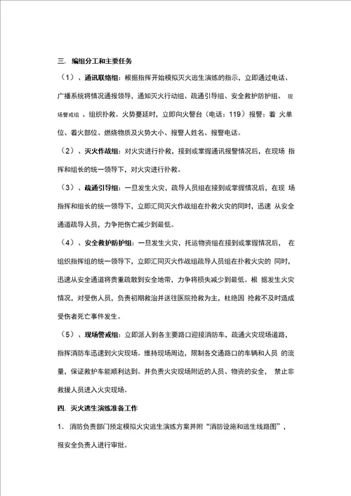 消防应急疏散灭火演习预案