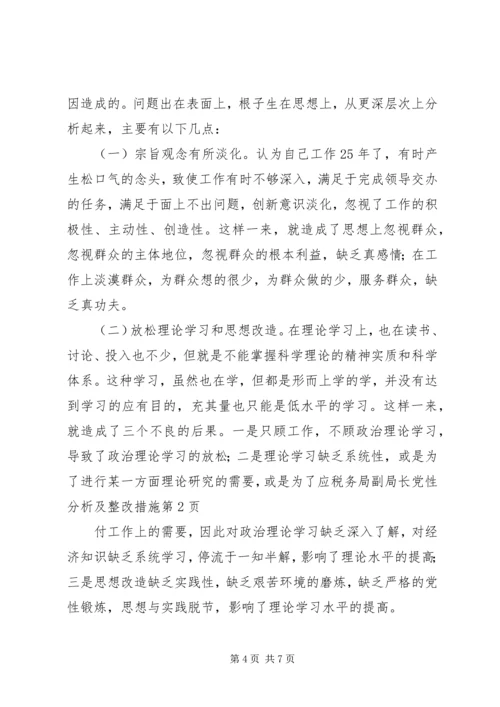 税务局副局长党性分析及整改措施.docx