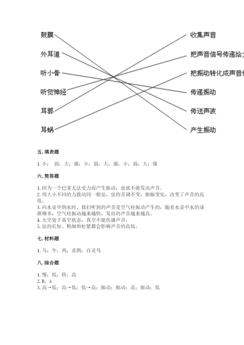 教科版科学四年级上册第一单元声音测试卷及参考答案【黄金题型】.docx