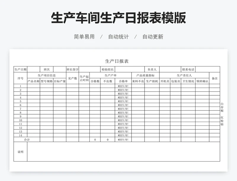 生产车间生产日报表模版