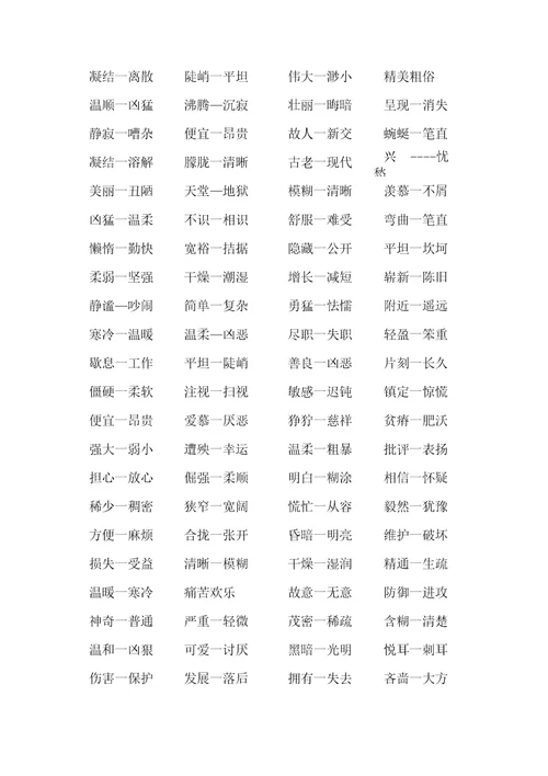小升初近义词、反义词复习