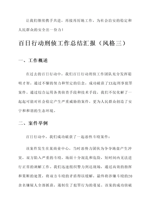 百日行动刑侦工作总结汇报