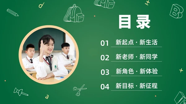 绿色简约黑板初中开学第一课PPT课件