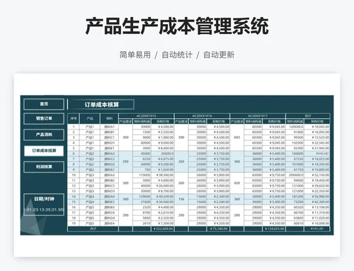 产品生产成本管理系统