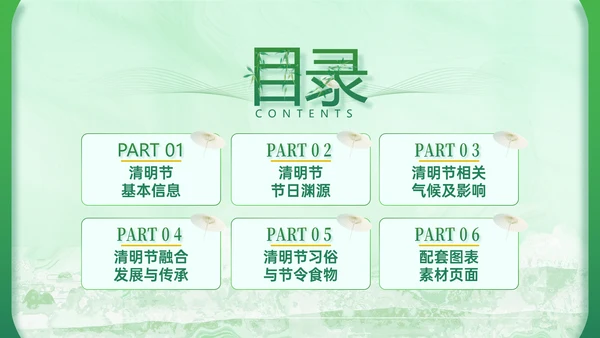 春晓清明悦趣时光清明节春雨嫩绿色PPT模板