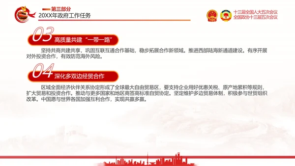 两会政府工作报告通用PPT党课模板