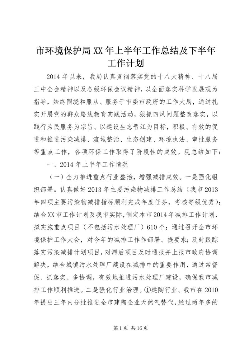 市环境保护局XX年上半年工作总结及下半年工作计划.docx