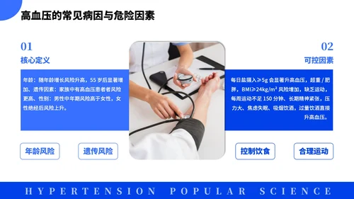 蓝色简约风全国高血压日科普PPT模板