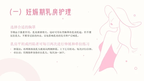 粉色插画简约商务乳房护理乳腺护理培训PPT模板
