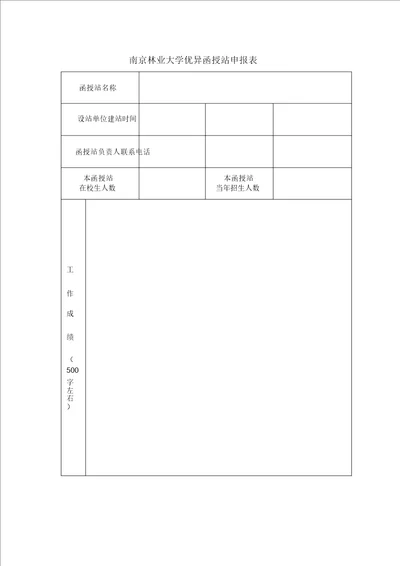 南京林业大学优秀函授站申报表