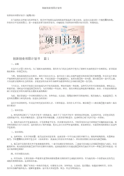 创新创业项目计划书