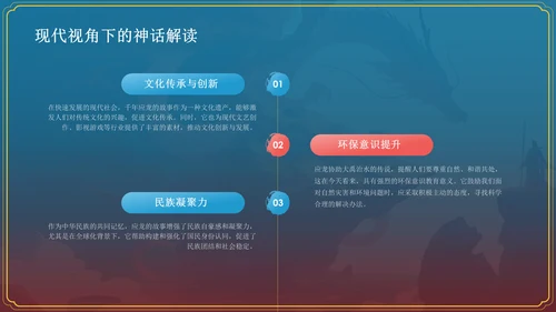 蓝色水墨风神话故事《千年应龙》PPT模板