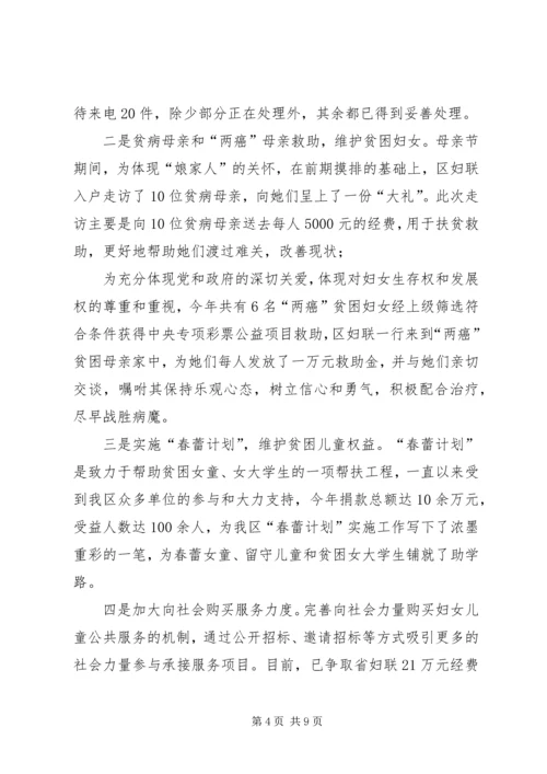 妇联工作开展情况的调研报告.docx