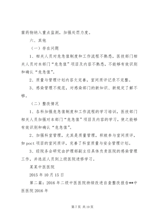 二级中医院持续改进自查存在问题整改方案及整改情况.docx