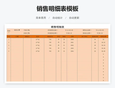 销售明细表模板
